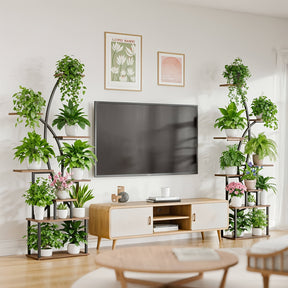 Prateleira de plantas grandes de 65 polegadas, prateleira de exibição curva de metal, prateleira de plantas interiores, prateleiras de canto altas de 8 níveis múltiplas para plantas interiores, adequadas para colocar plantas em vasos, livros, álbuns de fo