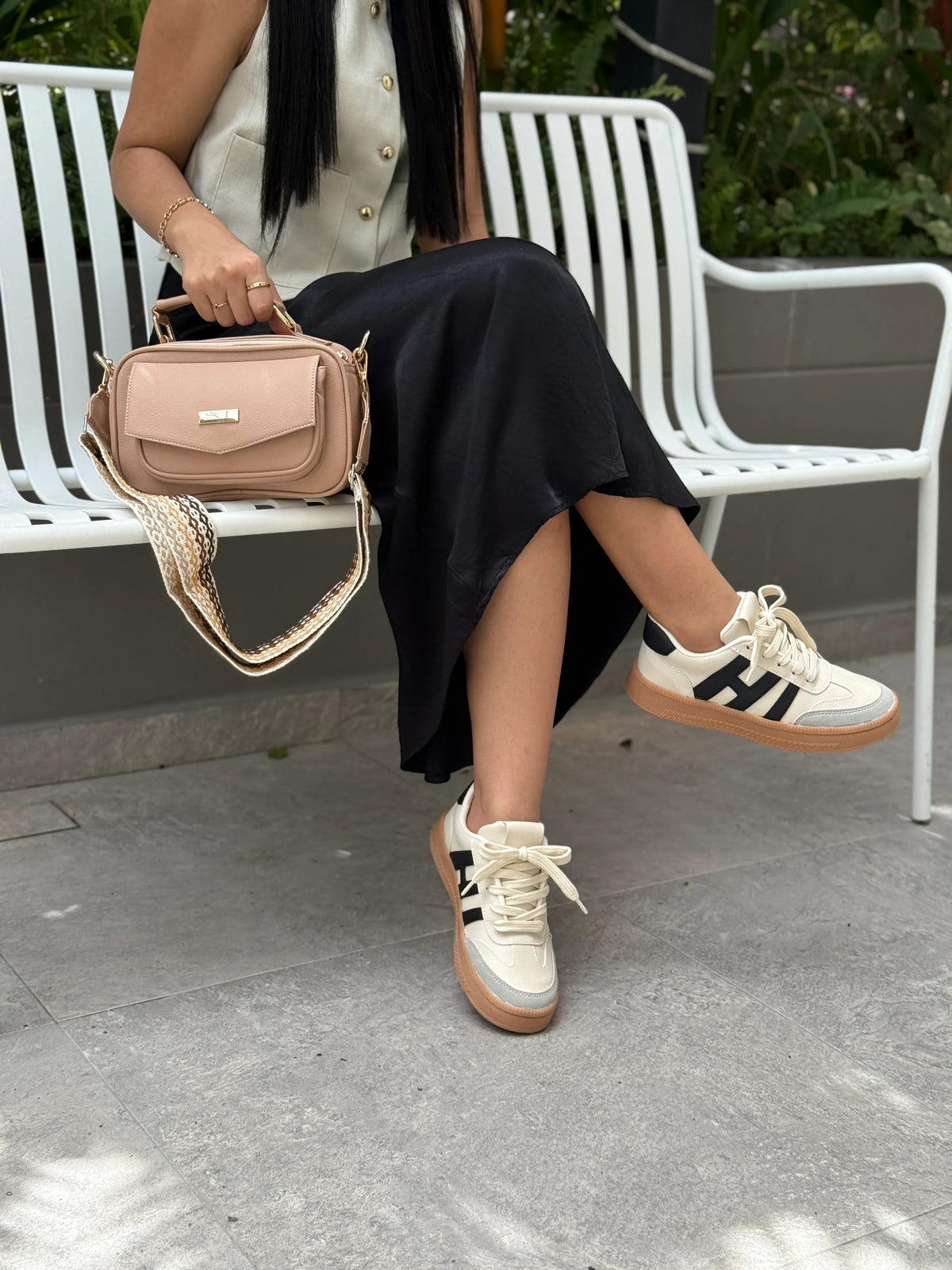 COMBO TENIS AMBAR BEIGE + BOLSO N308
