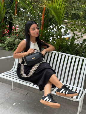 COMBO TENIS AMBAR NEGRO + BOLSO N308