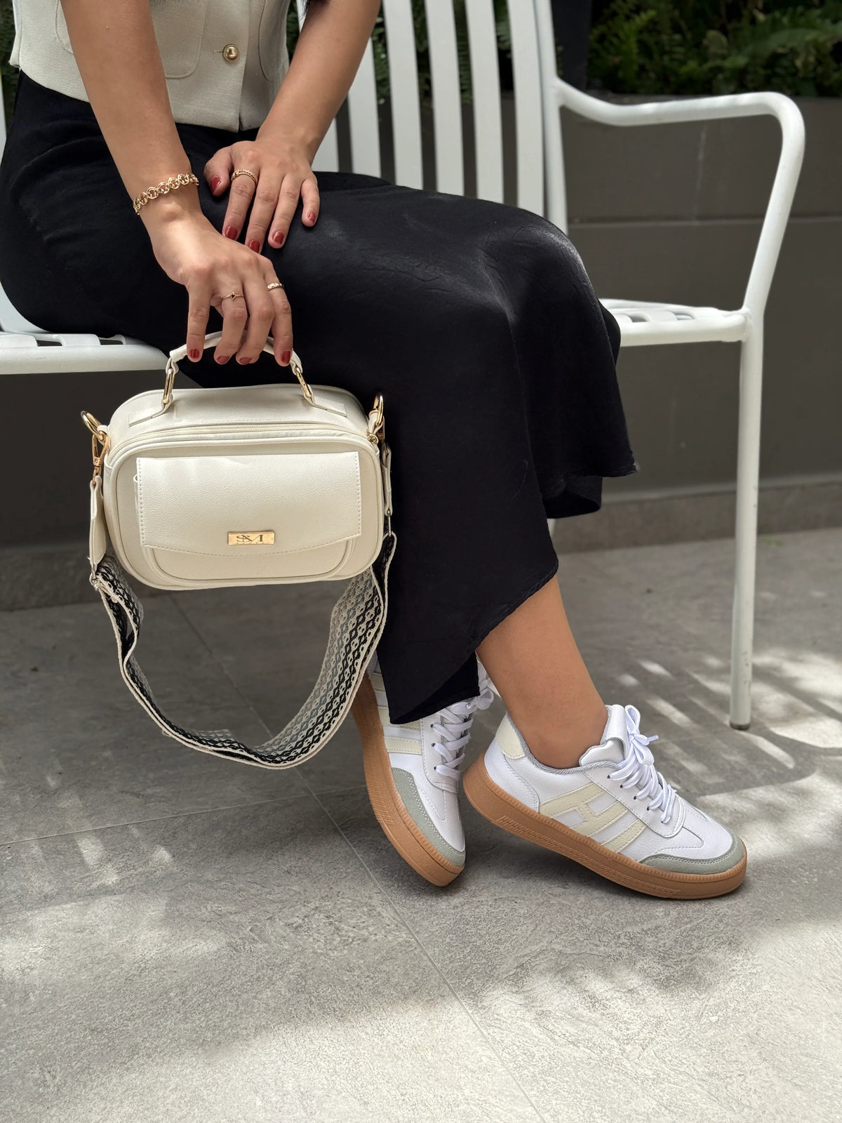 COMBO TENIS AMBAR BLANCO + BOLSO N308