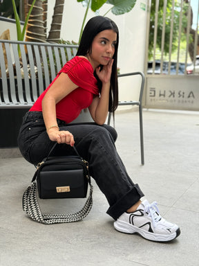 COMBO TENIS NOAH BLANCO X NEGRO + BOLSO N339