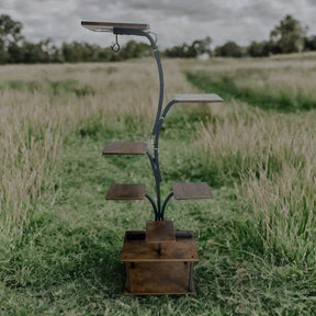 Suporte para Plantas de 8 Níveis com Gaveta de Armazenamento - Prateleira Metálica Resistente para Interior/Exterior, Design Vertical Economizador de Espaço, Estabilidade em Canto Curvo para Sala, Varanda, Casa ou Escritório - Expositor Moderno Estilo Faz